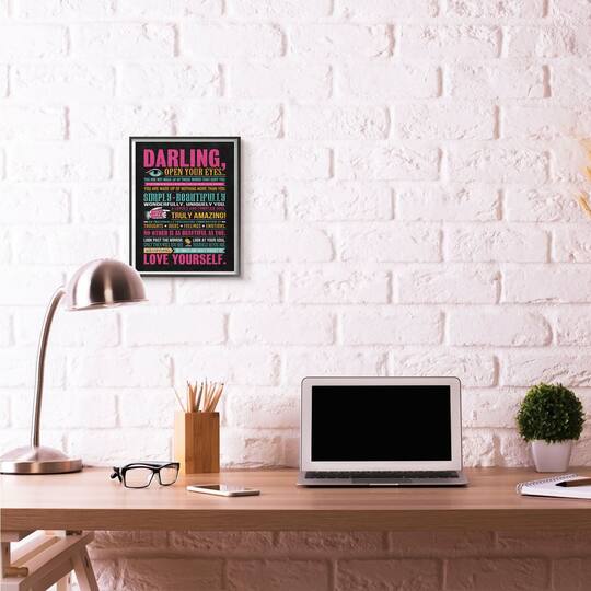 Stupell Industries Neon Darling Love Yourself Black Framed Wall Art